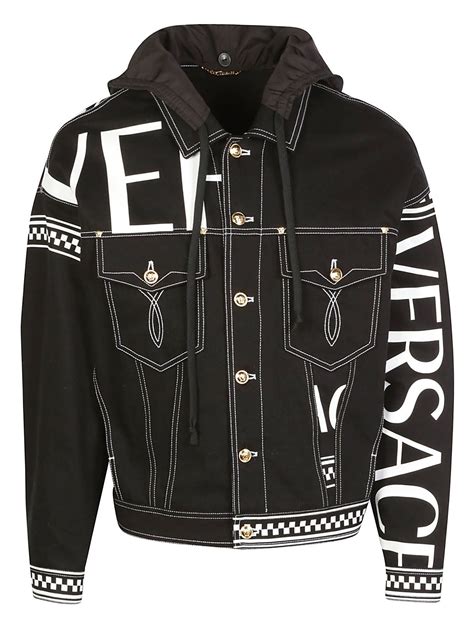 versace jackewt|versace black denim jacket.